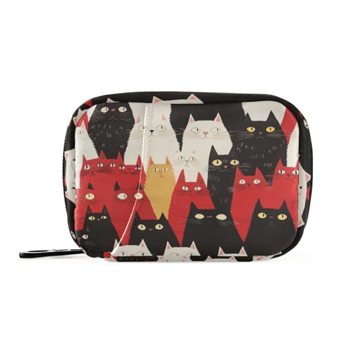 Funny Cartoon Himalayancats rot schwarz weiß schwarz medizinische Taschen für Frauen mit herausnehmbaren Fächern Pillen Organizer Wochenplaner Handtasche von KLL