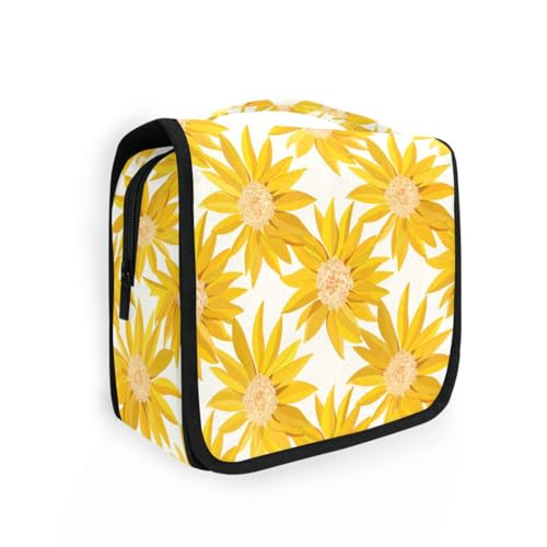 Gelbes Gänseblümchen-Reise-Set für Damen, mit Haken zum Aufhängen, wasserdicht, zum Aufhängen, Kulturbeutel, Camping Gelbes Gänseblümchen-Reise-Set für Damen, mit Haken zum Aufhängen, wasserdicht, zum Aufhängen, Kulturbeutel, Camping von KLL