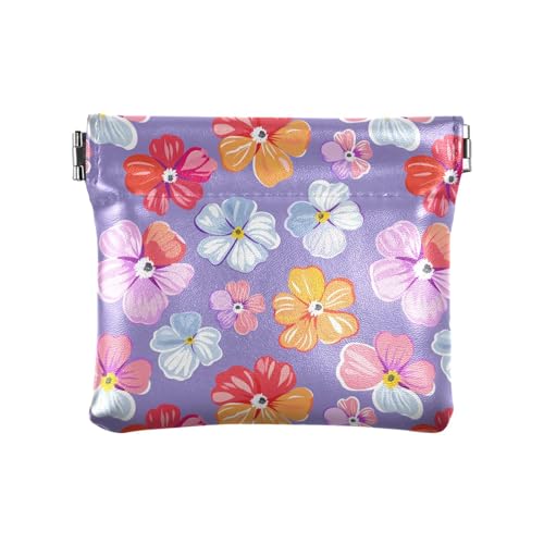 Geldbörse für Damen, Leder, bunt, Blumenmuster, Violett von KLL