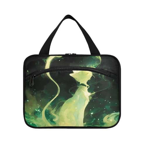 Green Cat Giclée-Hänge-Set für Herren, mit Haken, gesteppte Make-up-Tasche für Reisende, Urlaub, Bolso para maquillaje de Mujer L Green Cat Giclée-Hänge-Set für Herren, mit Haken, gesteppte Make-up-Tasche für Reisende, Urlaub, Bolso para maquillaje de Mujer L von KLL