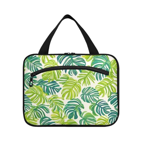 Green Monstera Deliciosa Hängende Toilettenartikel-Reisetasche für Damen, mit Haken, multifunktionale Designer-Medizin-Tasche für Reisen, Essentials, Rucksackreisen, Bolso para maquillaje L von KLL