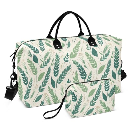 Grüne Safari-Blätter, dekorative große Reisetasche, Turnbeutel mit verstellbarem Riemen für Reisen, 2-teiliges Set von KLL