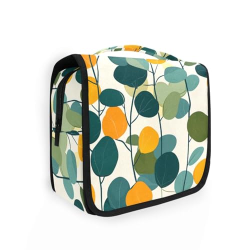 Grünes und gelbes Eukalyptus-Reise-Set für Damen, mit Haken zum Aufhängen, Make-up-Tasche, Rucksackreisen von KLL