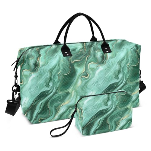 Grünlich-goldener Marmor, dekorative Wochenendtasche, Reisetasche, Turnbeutel mit verstellbarem Riemen für Fitnessstudio, große Kapazität, Bolsa para viajar en Avion de Mujer von KLL
