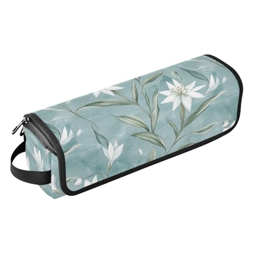 Haar-Werkzeug-Reisetasche für Damen, mit herausnehmbarer, hitzebeständiger Matte, tragbarer Haarstyling-Werkzeug-Organizer für Glätteisen, Lockenstab, Haartrockner, weiße Edelweißblumen, Sommerblumen von KLL