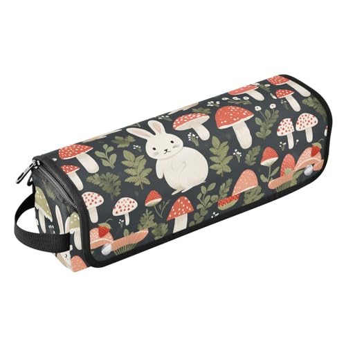 Haarwerkzeug-Reisetasche für Damen, mit hitzebeständigem Polster, doppellagig, Reise-Tragetasche für Glätteisen, Lockenstäbe, Safari-Kaninchen-Pilz, tragbare Reiseutensilien von KLL