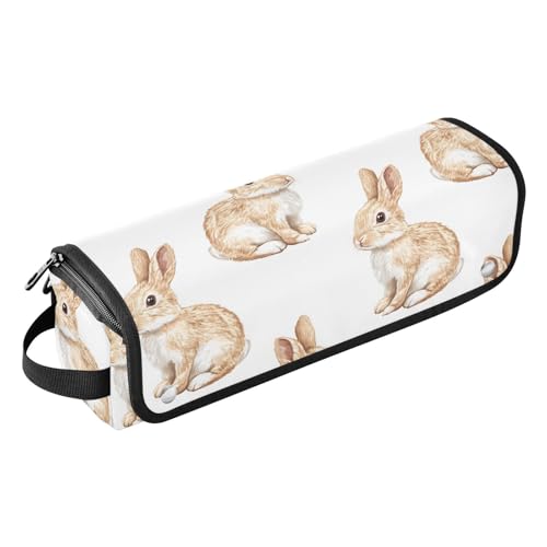 Haarwerkzeug-Reisetasche für Frauen und hitzebeständige Matte, doppellagige Reise-Tragetasche für heiße Werkzeuge, Lockenstab Glätteisen, Haarvolumizer, Styler, Cartoon, lustiger Hase, weiße von KLL