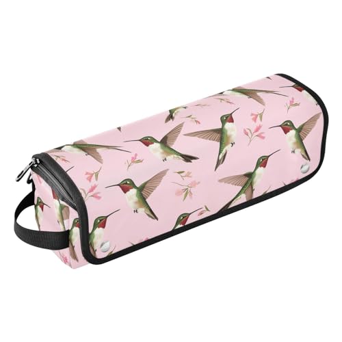 Haarwerkzeug-Reisetasche für Frauen und hitzebeständige Matte, wasserdicht, tragbar, offen, flach, Reisetasche für Glätteisen, Lockenstäbe, Schönheitsrubin, Kolibri, Rosa von KLL