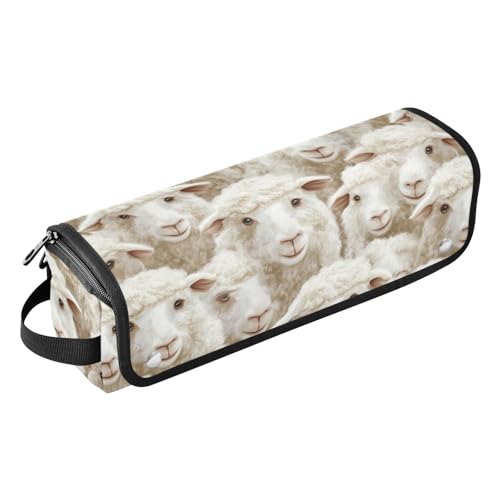 Haarwerkzeug-Reisetasche für Frauen und hitzebeständige Matte mit Reißverschluss, wasserdichter Lockenstab Reiseetui für Glätteisen, Lockenstab, Haartrockner, Cartoon-Schaf, weißes Reisezubehör von KLL