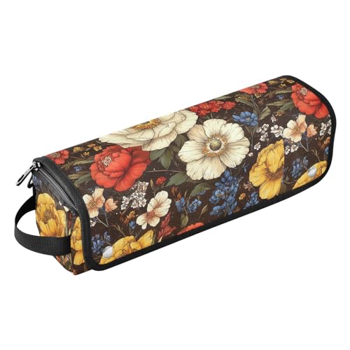 Haarwerkzeug Reisetasche und Hitzebeständige Matte Lockenstab Reisehalter Aufbewahrungstasche für Glätteisen, Lockenstab Haartrockner, Herbstblumen Pfingstrosen Kirschblüte Nelke Braun Frauen von KLL