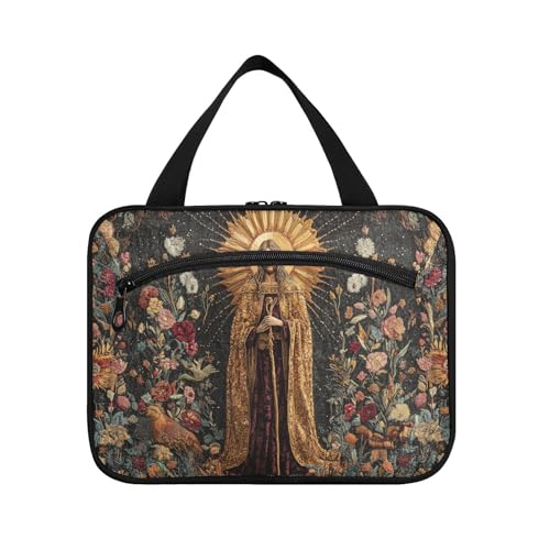 Hängetaschen mit Weihnachtsmann-Sonnenblumen, wasserdicht, mit Haken, Designer-Tasche mit Reißverschluss für Frauen, Reisen, Reisen, Maletín para maquillaje L von KLL