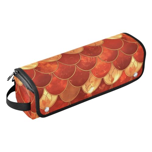 Hair Tools Reisetasche mit abnehmbarer hitzebeständiger Matte, wasserdichter Lockenstab Reiseetui für Glätteisen, Glätteisen, Lockenstäbe, rote Fischschuppen-Reisetasche für Frauen von KLL