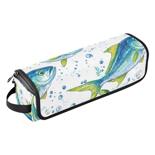 Hair Tools Reisetasche mit hitzebeständiger Matte, Tragetasche, flacher Lockenstab, wasserdichter Organizer für Glätteisen, Glätteisen, Lockenstäbe, Cartoon-Mahi-Fische, Weiß von KLL