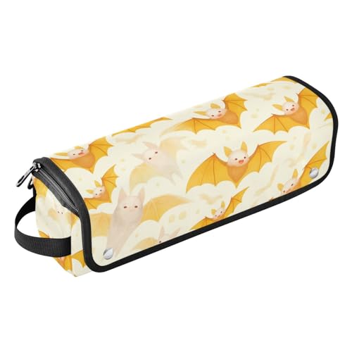 Hair Tools Reisetasche mit hitzebeständiger Matte, große Kapazität, Haarwerkzeug-Organizer für Glätteisen, Lockenstäbe, Cartoon-Vampirfledermaus, leuchtend gelbe Reisetasche für Haarwerkzeuge von KLL