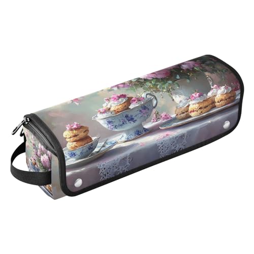 Hair Tools Reisetasche und hitzebeständige Matte mit Reißverschluss, große Kapazität, Haarwerkzeug-Organizer für Glätteisen, Lockenstäbe, romantische Pfingstrosen, Dessert-Eleganz von KLL