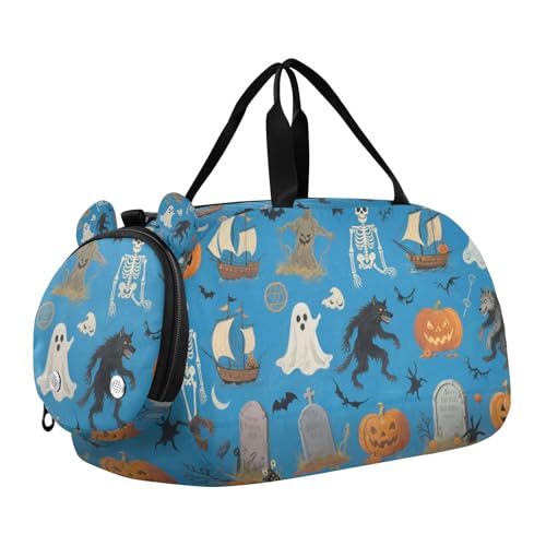 Halloween Elements Duffel Turnbeutel mit Schuhfach Multifunktionale Übernachtungstasche für Reisen, Sport, Fitness & Workout von KLL