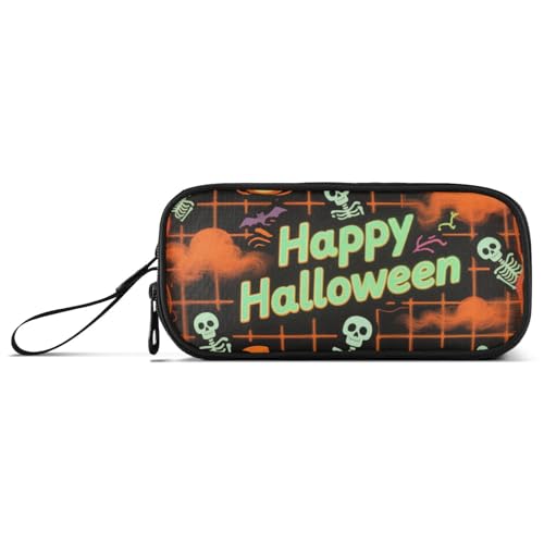 Halloween-Federmäppchen aus Nylon, mit schwarzem Kürbis, große Kapazität, Federmäppchen für College, Schule, Schreibwaren für College-Kinder von KLL