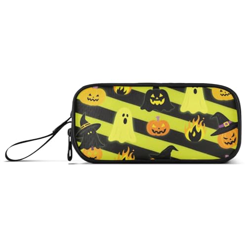 Halloween-Federmäppchen aus Nylon für Kinder, großes Fassungsvermögen, Federmäppchen, Organizer, Schule, Schreibwaren für Büro, Teenager, Mädchen, Gelb von KLL
