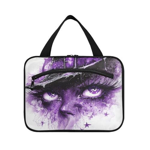 Halloween Kulturbeutel für Herren mit Hexengesicht zum Aufhängen, mit Haken, Designer-Essentials für Toilettenartikel für Reisende, Rucksackreisen, Porta, Cosmeticos, Mujer para cartera, L von KLL