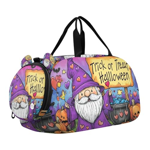 Halloween Turnbeutel mit Schuhfach, klein, Kürbis-Zwerg, leicht, für Übernachtung, Wochenend-Tragetasche, Reisetasche für Reisen, Sport, Duffel, Weekender von KLL