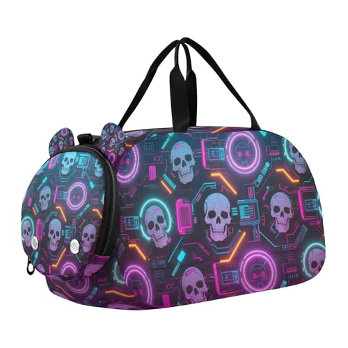 Halloween Turnbeutel mit Totenkopf-Motiv, mit Schuhfach, große Kapazität, Turnbeutel, Sporttasche für Reisen, Sport, Duffel, Weekender von KLL