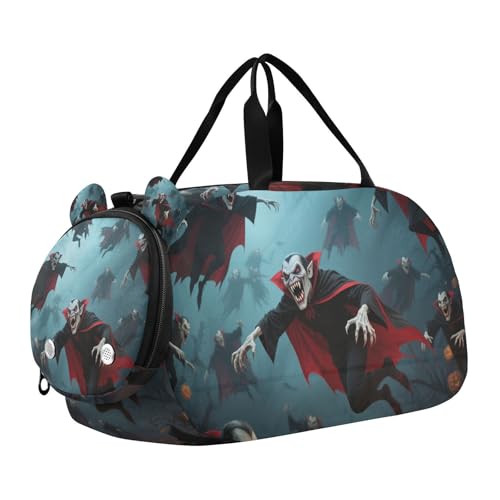 Halloween Vampir Duffel Turnbeutel mit Schuhfach Multifunktionale Sport Übernachtung Reisetasche für Jungen und Mädchen von KLL