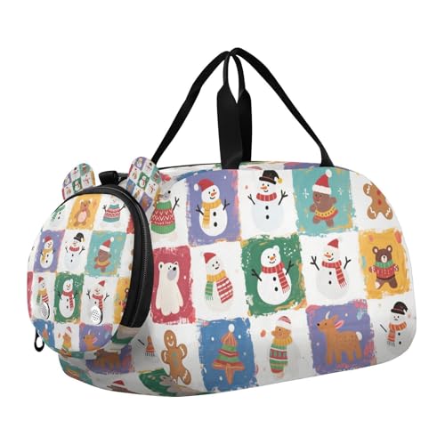 Happy Christmas Sporttasche mit Schuhfach, leicht, für Reisen, Sport, Reisetasche, Wochenendtasche, Schneemann, Weiß Happy Christmas Sporttasche mit Schuhfach, leicht, für Reisen, Sport, Reisetasche, Wochenendtasche, Schneemann, Weiß von KLL