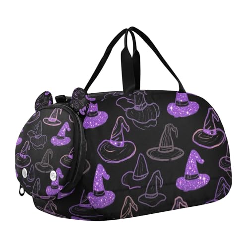 Happy Halloween Hexenhut Schwarz Duffel Turnbeutel mit Schuhfach Multifunktionale persönliche Gegenstände Reisetasche für Reisen, Sport, Fitness & Workout von KLL