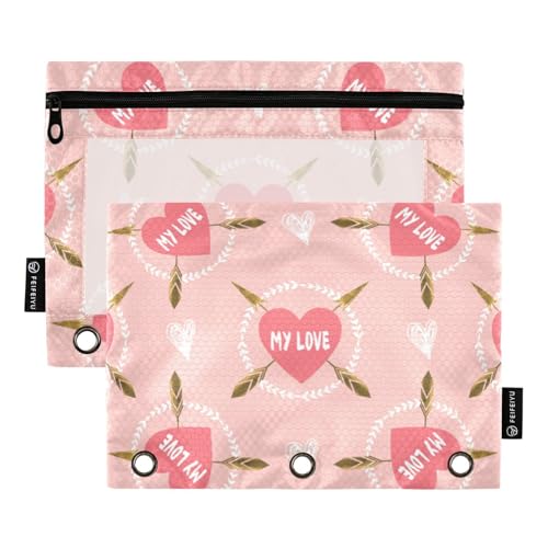 Happy Valentine's Day (61) Ringbuch Tasche Federmäppchen für 3 Ringe Ordner mit 3 Löchern für Studenten Ofhce Supplies, Happy Valentine's Day (61), 1 sizex2, Cartoon von KLL