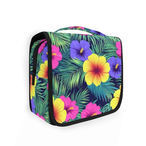 Hawaiianische stilvolle Blumen-Palmenblätter, helle Neonfarben, Tasche für Herren, mit Haken zum Aufhängen, modische Medizintasche, Arbeit von KLL