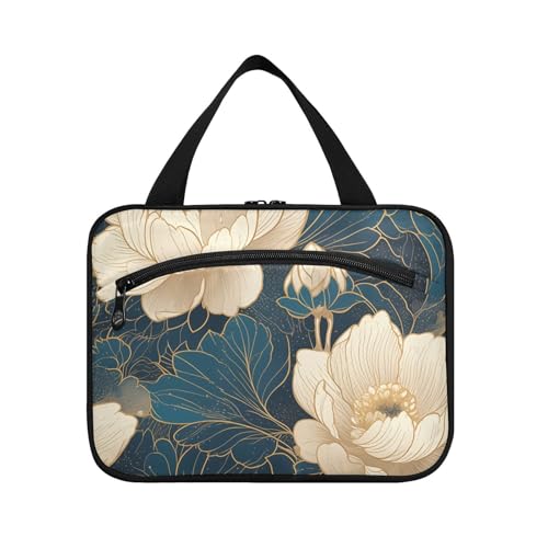 Herren-Kulturbeutel mit Haken, tragbare Designer-Make-up-Tasche für Erwachsene, Rucksackreisen, Bolso Viajero para Mujer, Größe L, goldfarben / Blaugrün Herren-Kulturbeutel mit Haken, tragbare Designer-Make-up-Tasche für Erwachsene, Rucksackreisen, Bolso Viajero para Mujer, Größe L, goldfarben / Blaugrün von KLL