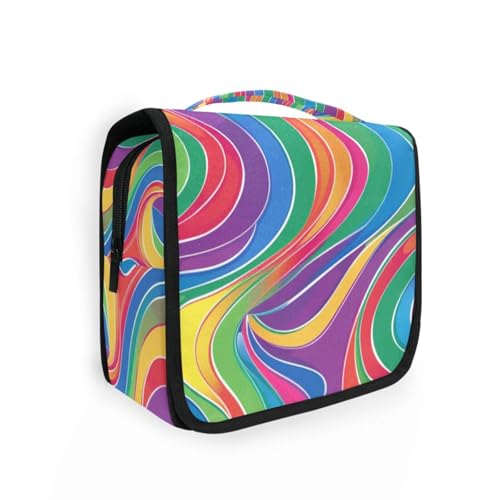 Herren-Kulturbeutel mit abstrakter Spirale, Regenbogenfarben, mit Haken zum Aufhängen, Kosmetiktasche, Fitnessstudio Herren-Kulturbeutel mit abstrakter Spirale, Regenbogenfarben, mit Haken zum Aufhängen, Kosmetiktasche, Fitnessstudio von KLL