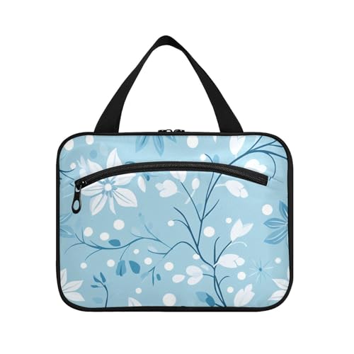 Herren-Reise-Kulturbeutel mit Haken, Weihnachtsblumenmuster, Babyblau, Designer-Essentials, Reisetasche, Kulturbeutel für Reisezubehör, Camping, Bolsa de maquillaje para Mujer L von KLL