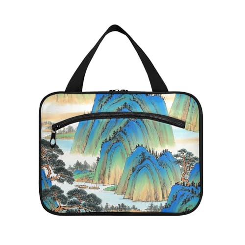 Herren-Reisetasche mit chinesischer Tuschemalerei, zum Aufhängen, mit Haken, Designer-Tasche für Toilettenartikel für Frauen, Reisen, Badezimmer, Bolsas para maquillaje L von KLL