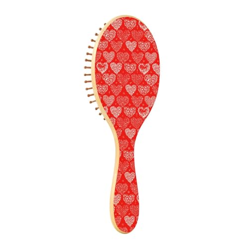 Holzhaarbürsten, Holzpaddelbürste für Haare, Holzhaarbürste für Frauen, Massage-Haarbürste, Frohe Weihnachten, Happy Valentine's Day, Rot von KLL