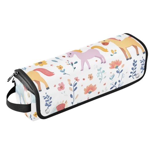 Hot Hair Tools Reisetasche mit Eisenmatte, große Kapazität, Glätteisen, Organizer für heiße Werkzeuge, Lockenstab und Glätteisen, Haarvolumizer, niedliches Pferd, weiß, tragbares Reisezubehör von KLL