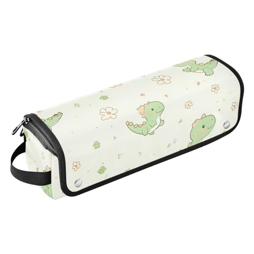 Hot Hair Tools Reisetasche mit abnehmbarer hitzebeständiger Matte, große Haarglätter, Reiseetui für Glätteisen, Lockenstäbe, niedlicher kleiner grüner Dinosaurier-Reisekoffer für Frauen von KLL