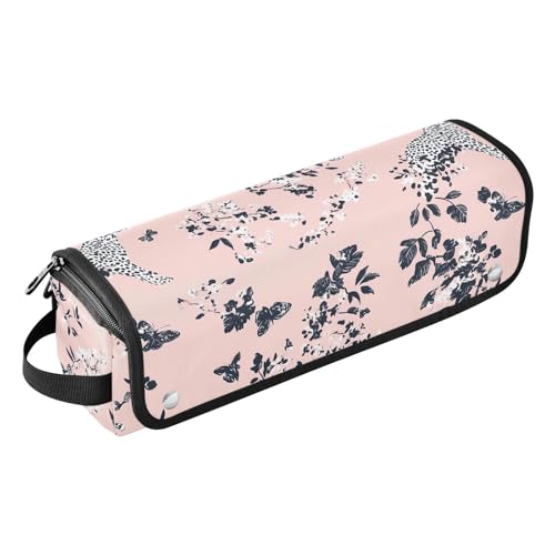 Hot Hair Tools Reisetasche mit herausnehmbarer, hitzebeständiger Matte, große Kapazität, Glätteisen, Organizer für Lockenstab Glätteisen, flacher Haartrockner, schicker Leopardenmuster, Rosa von KLL
