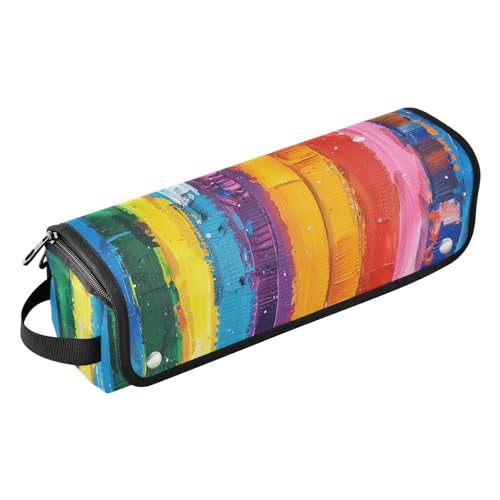 Hot Hair Tools Reisetasche mit hitzebeständigem Pad, Tragetasche, flacher Lockenstab, wasserdichter Organizer für Lockenstab Glätteisen, flacher Haartrockner, Regenbogenstreifen, Reiseutensilien für von KLL