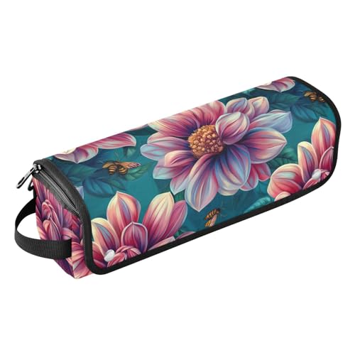 Hot Hair Tools Reisetasche und hitzebeständige Matte, abnehmbarer Haarstyling-Zubehör, Organizer für Glätteisen, Lockenstäbe, niedliches Burgunderrot, Dahlie, Blaugrün, Reisetasche für Damen von KLL