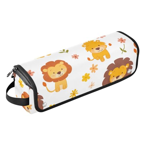 Hot Hair Tools Reisetasche und hitzebeständige Matte, wasserdichter Lockenstab Reiseetui für Glätteisen, Lockenstab, Haartrockner, Cartoon, süßer Löwe, weiß, Reiseutensilien für Frauen von KLL