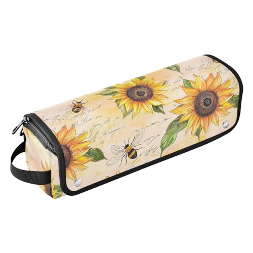 Hot Hair Tools Reisetasche und hitzebeständige Matte, wasserdichter Lockenstab Reiseetui für Lockenstab Glätteisen, flacher Haartrockner, Vintage-Sonnenblumen, Reiseutensilien für Frauen von KLL