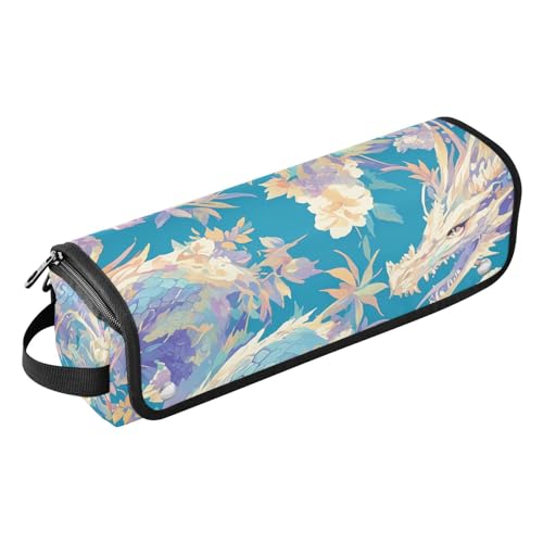 Hot Hair Tools Reisetasche und hitzebeständige Matte mit Reißverschluss, Heizwerkzeuge, Reisetasche, Organizer für Glätteisen, Lockenstab, Haartrockner, Blumendrache, blaugrün, Reisetasche für von KLL