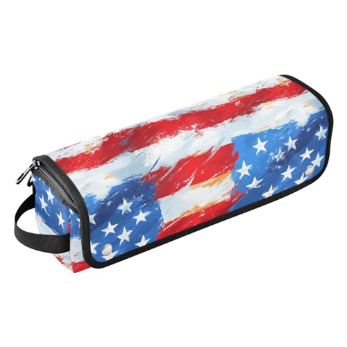 Hot Hair Tools Reisetasche und hitzebeständige Matte mit Reißverschluss, wasserdicht, flacher Lockenstab, Reise-Organizer für Glätteisen, Lockenstab, Haartrockner, amerikanische Flagge, Ölgemälde von KLL
