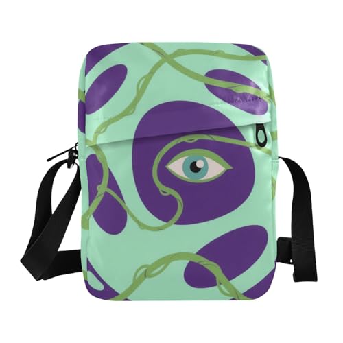 KLL Abstrakte Art Eye Green Lines Lila Herren Kuriertasche Veganes Leder Schultertasche Shopping Schultertasche Handtasche KLL Abstrakte Art Eye Green Lines Lila Herren Kuriertasche Veganes Leder Schultertasche Shopping Schultertasche Handtasche von KLL