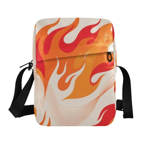 KLL Abstrakte Art Red Fire Kuriertasche für Herren, veganes Leder, Umhängetasche, Umhängetasche, Einkaufstasche, Damen, Schulterhandtaschen von KLL