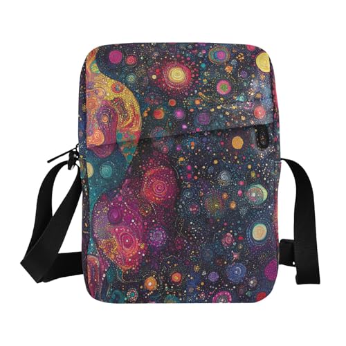 KLL Abstrakte Cosmic Dust Planets Space Messenger Bag Crossbody Veganes Leder Herren Schultertasche Reise Frau Schulterhandtaschen von KLL