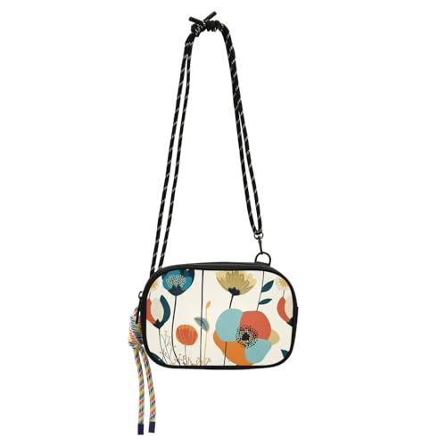 KLL Abstrakte Kunst-Illustrationen Blumen West Crossbody Geldbörse für Herren, praktisch mit Kreditkartenfächern, kleine Umhängetasche zum Wandern und Reisen von KLL