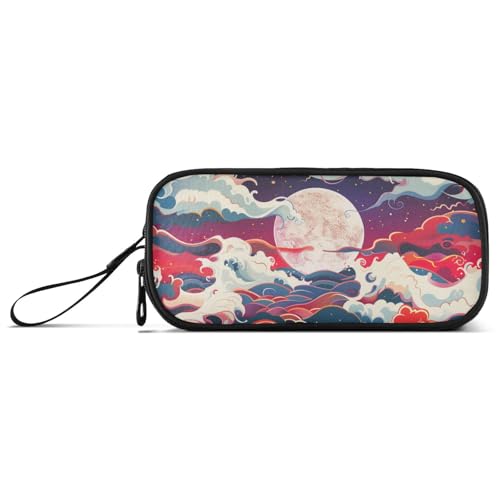 KLL American Vintage Style Steam Wave Art Nylon Großes Federmäppchen Federmäppchen Große Kapazität Stift Federmäppchen Schule Schreibwaren für High School Erwachsene von KLL