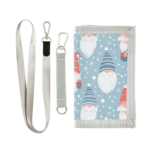 KLL Amerikanische Cartoon-Geldbörse mit niedlichem Weihnachts-Zwerg, dreifach gefaltet, cooles Geschenk, minimalistisch, lässig, für Karten und Bargeld, mit Umhängeband von KLL